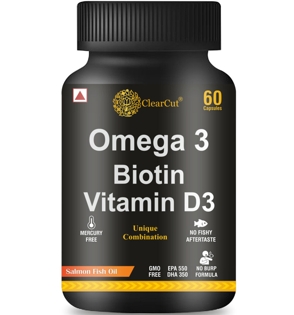 clearcut omega 3 fish oil biotin vitamin d3 capsule