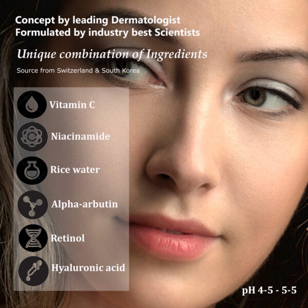 ClearCut Vitamin C 15% | Niacinamide 10% | Alpha Arbutin 0.5% | Retinol 0.3% | Face serum dark spot removal Rice water Hyaluronic acid 30 ml - Image 3