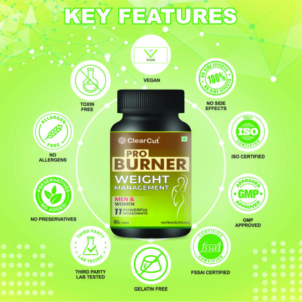 CleatCut Fat burner weight loss tablet | Veg & Safe | Men & Women | 60 tab Apple Cider vinegar, Garcinia Cambogia - Image 4