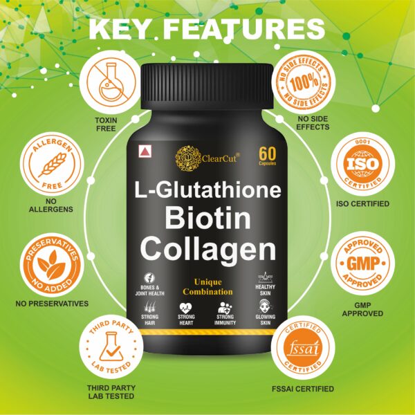 ClearCut L-Glutathione Biotin Collagen capsule skin brightening | Safe & Original | 60 capsules - Image 6
