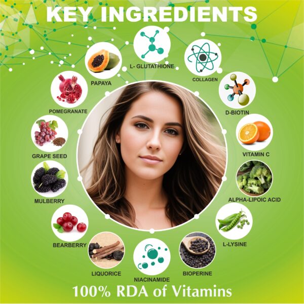 ClearCut L-Glutathione Biotin Collagen capsule skin brightening | Safe & Original | 60 capsules - Image 5