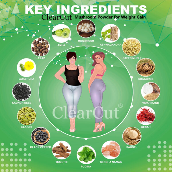 ClearCut Mushroom Weight gainer Ayurvedic Powder for Men women 200 g - Image 4